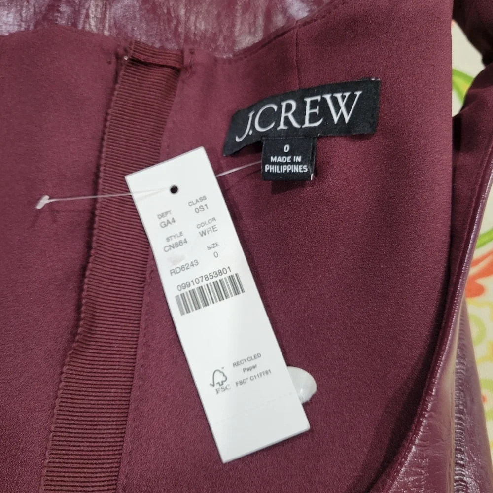 J Crew Scoopneck mini dress in faux eel-skin leather CN864 Size 0 NWT_11